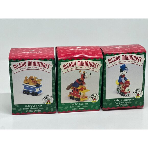 VTG 1998 Disney Merry Miniatures Mickey Mouse Express Train Complete Set NIB - Picture 3 of 8